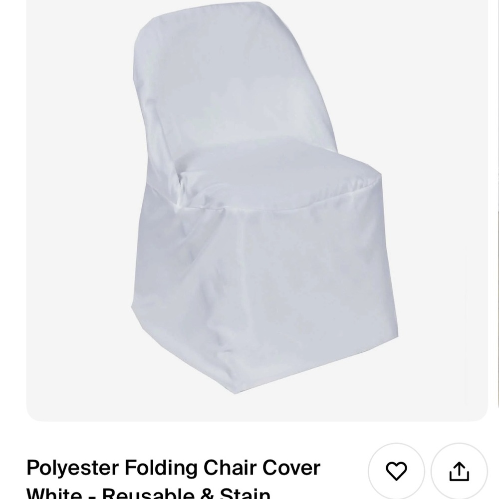 White Polyester Folding Chair Cover